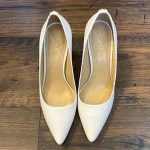 Michael Kors white leather heels. 3”.